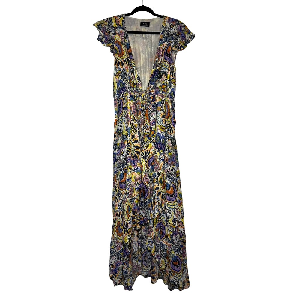 Vici Multicolor Paisley Maxi Dress - Purple, Yellow, Orange, Blue